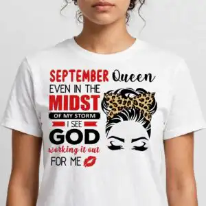 september birthday svg design printed on a plain product mockup