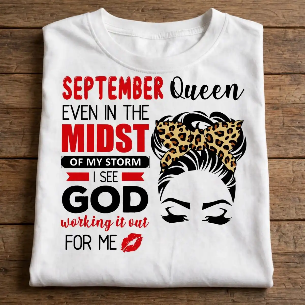 september birthday svg design printed on a plain product mockup