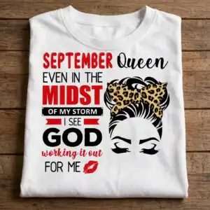september birthday svg design printed on a plain product mockup