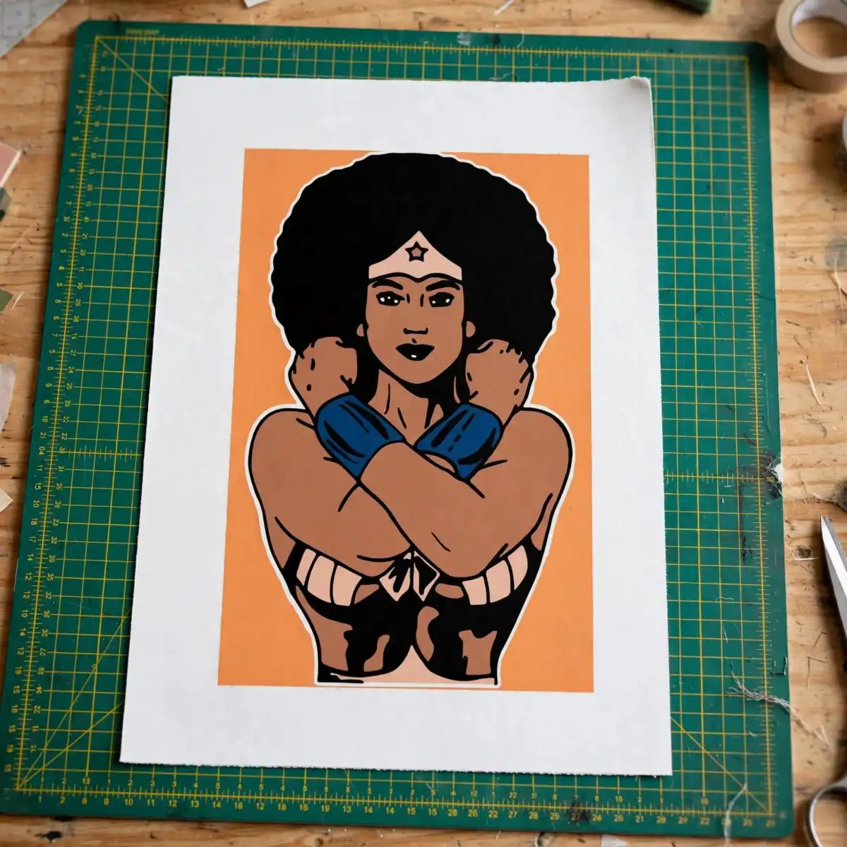 stylized illustration woman large cut file design printed on a plain product mockup