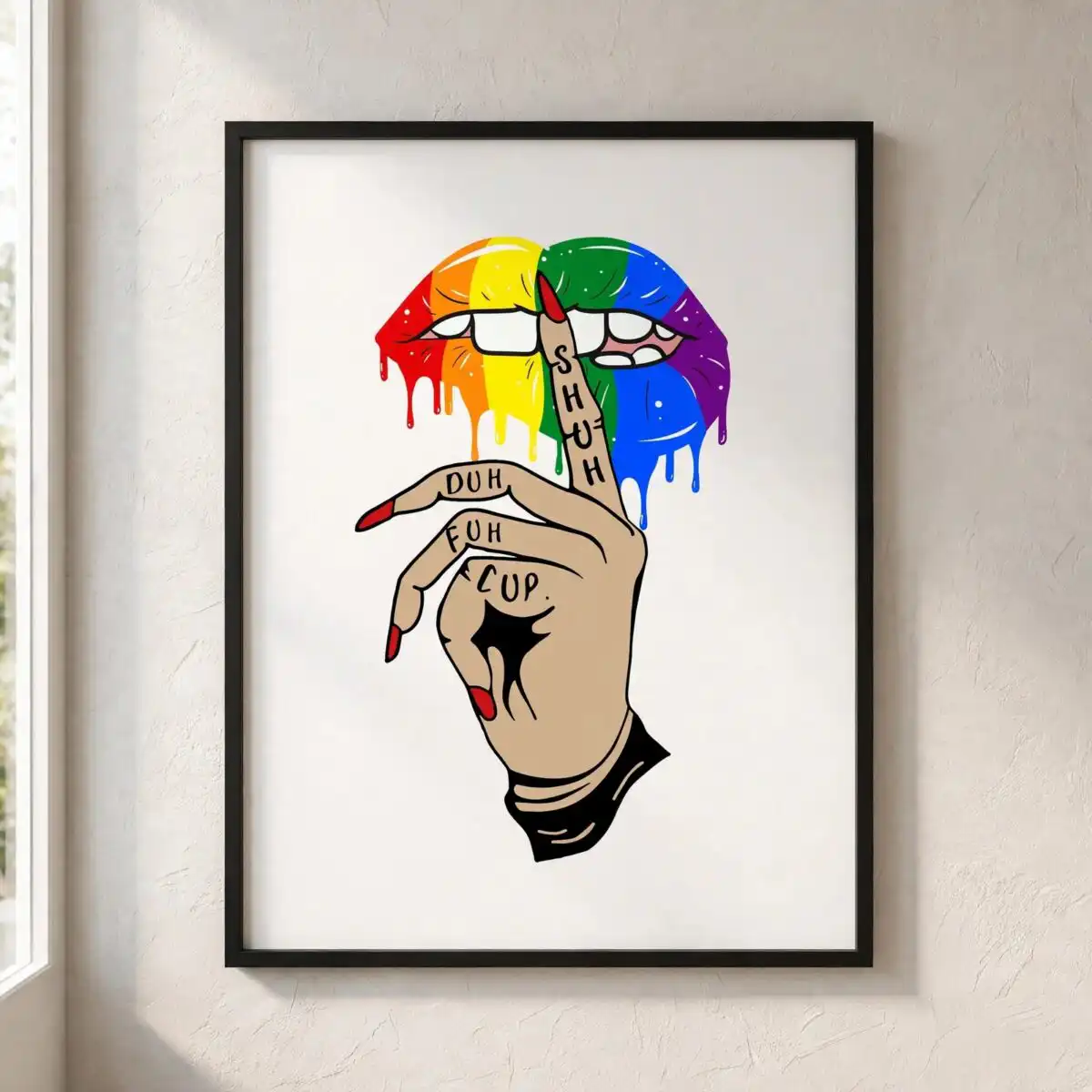 rainbow lips design design printed on a plain product mockup