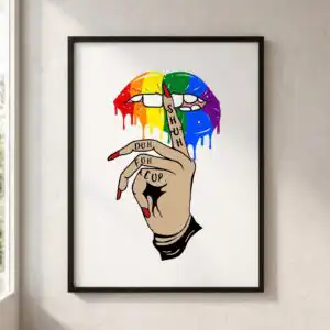 rainbow lips design design printed on a plain product mockup