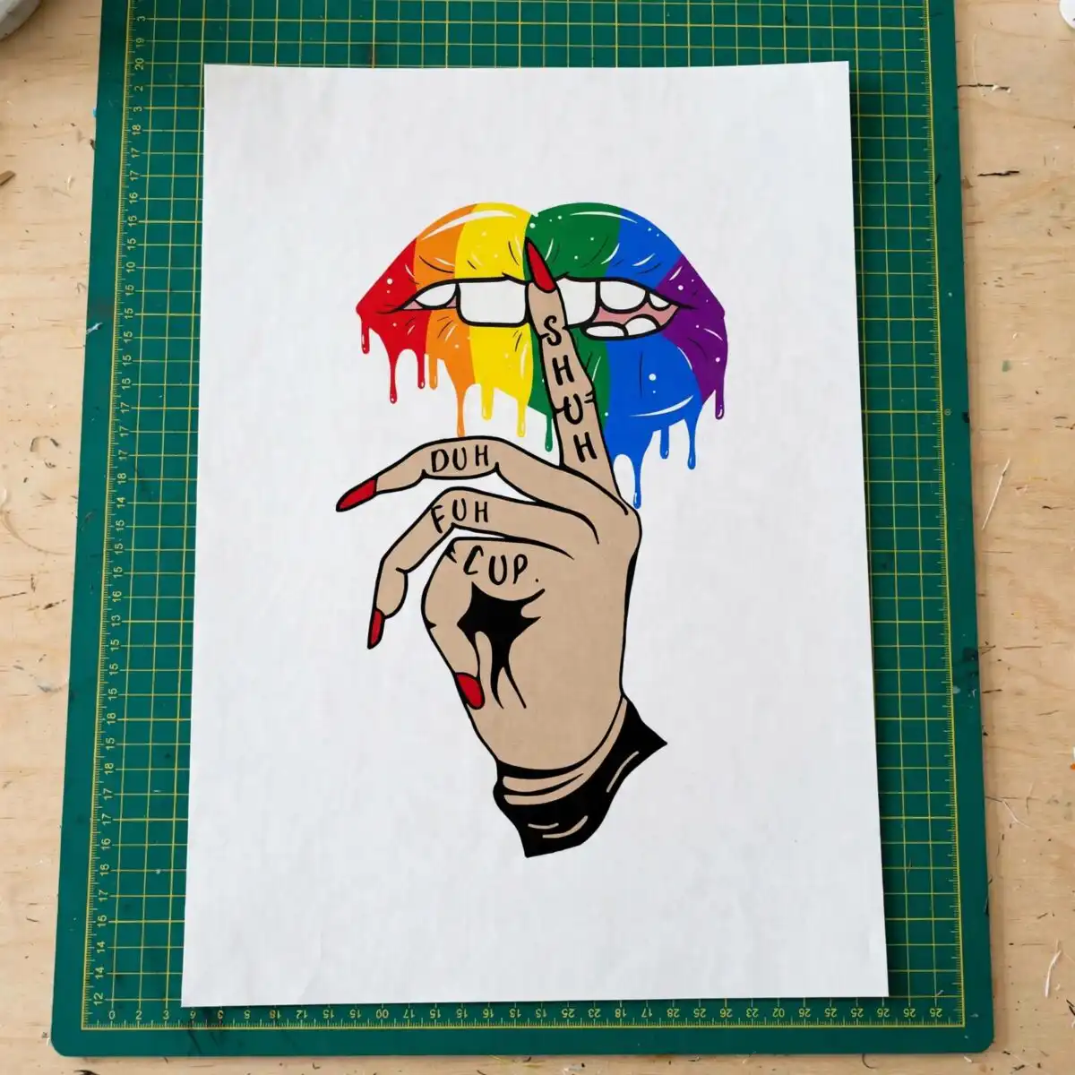 rainbow lips design design printed on a plain product mockup