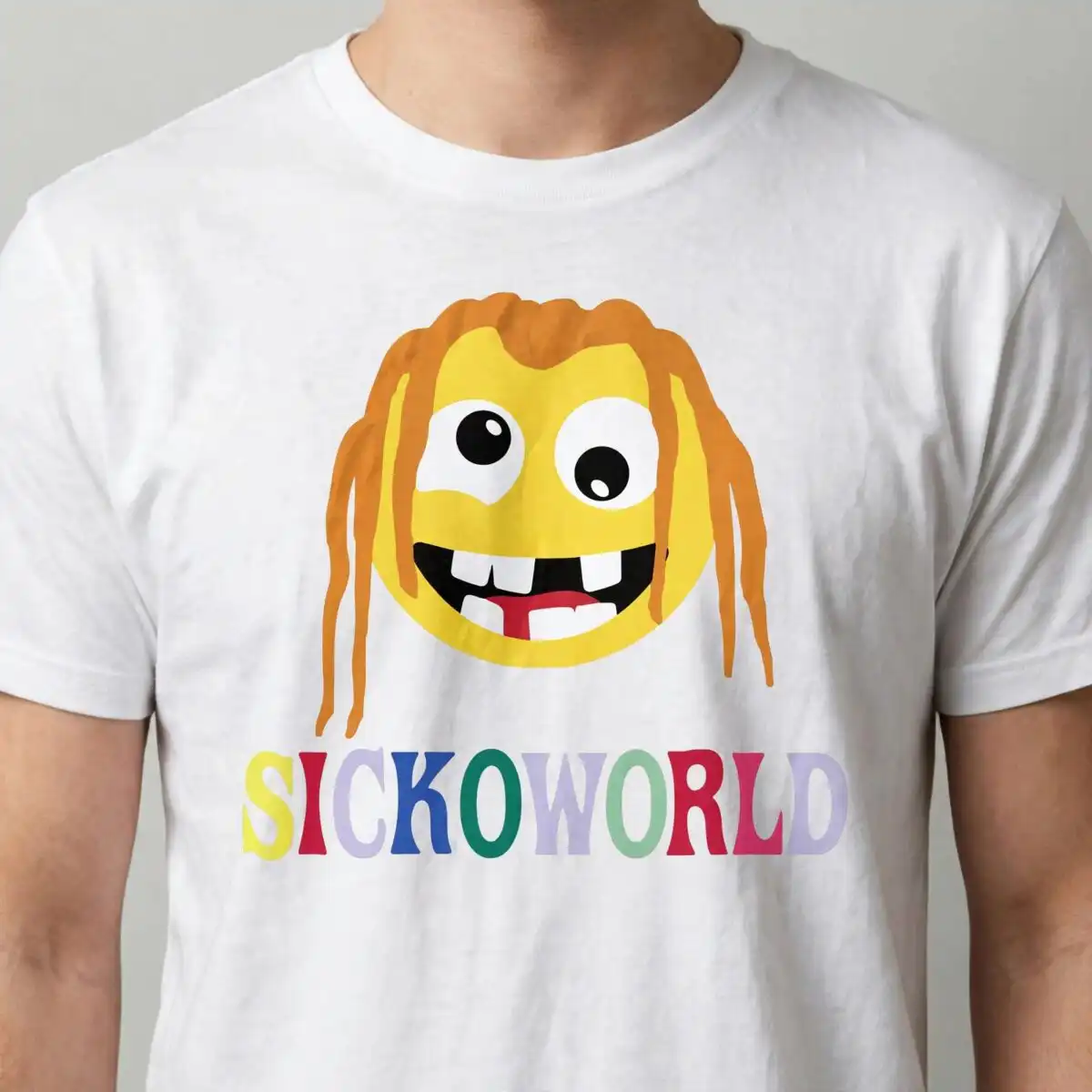 cartoon smiley face png design printed on a plain product mockup
