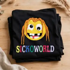 cartoon smiley face png design printed on a plain product mockup