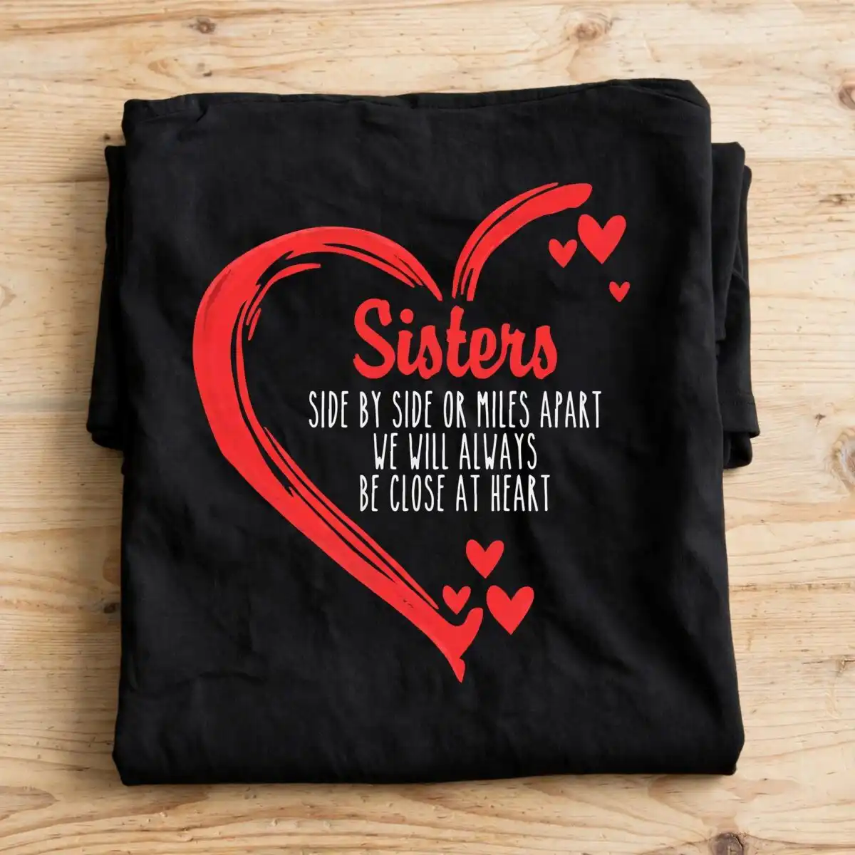 sisters love quote inside brush heart design for sisters day sisters love quote inside svg design printed on a plain product mockup