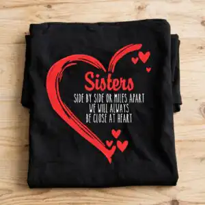 sisters love quote inside brush heart design for sisters day sisters love quote inside svg design printed on a plain product mockup