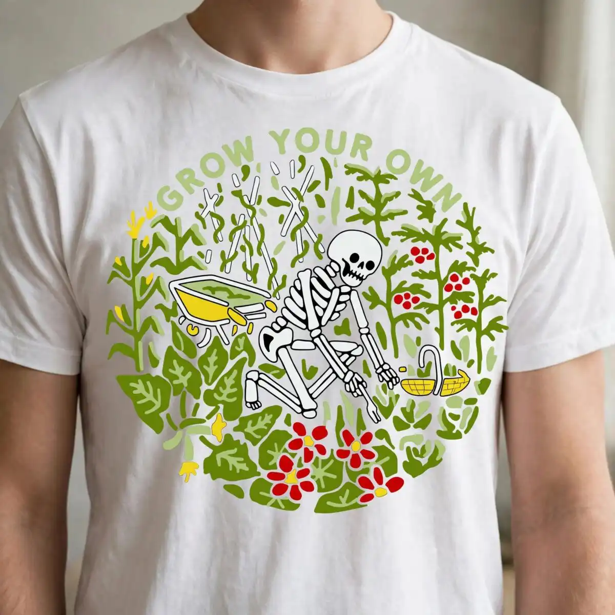 circular garden clipart design printed on a plain product mockup
