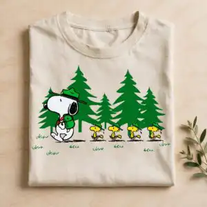 snoopy and woodstock png design printed on a plain product mockup