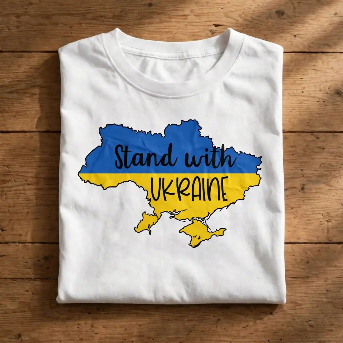stand with ukraine quotes graphic for support apparel and posters stand ukraine quotes png design printed on a plain product mockup