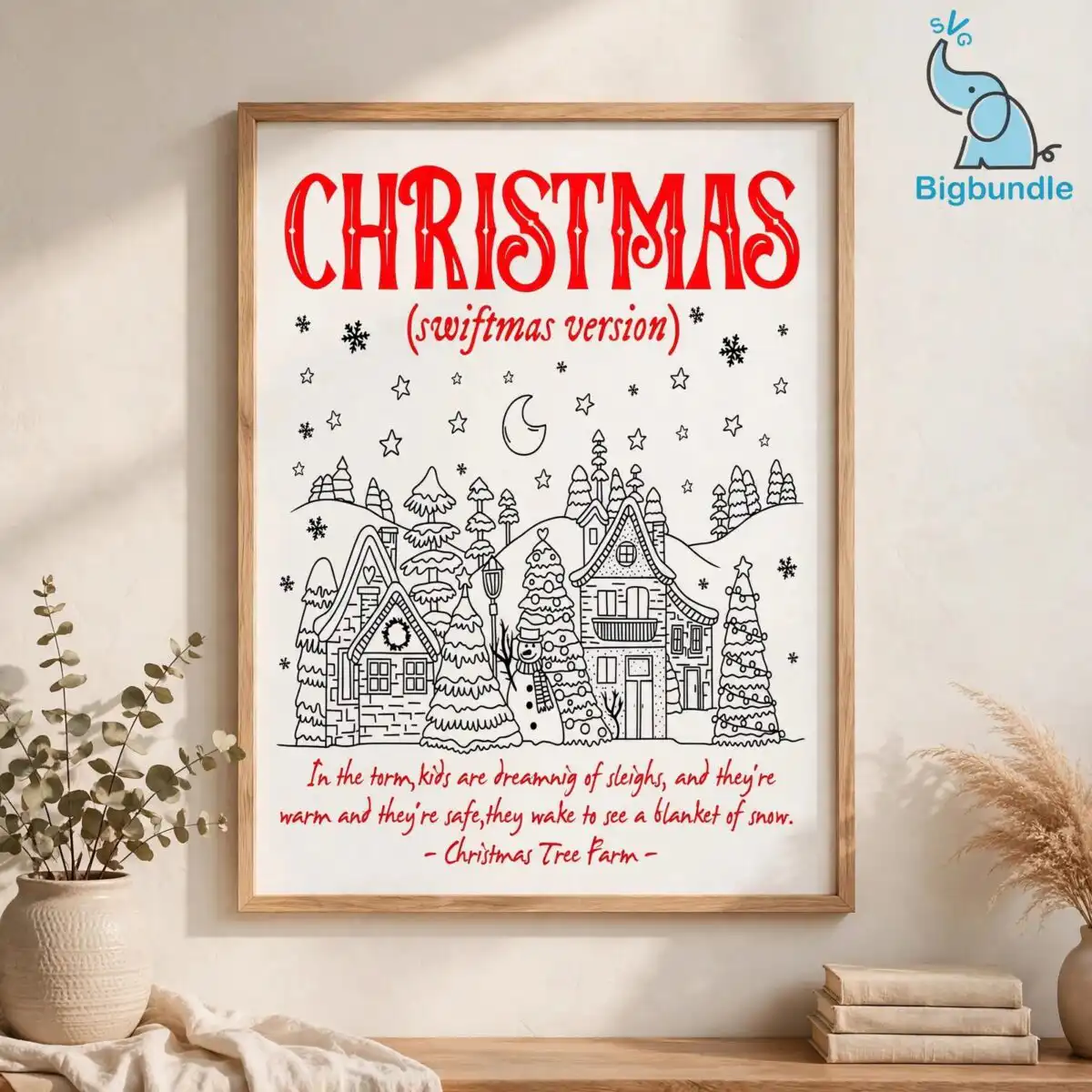 cozy swiftmas christmas village quote art for festive shirts and decor christmas village png design printed on a plain product mockup