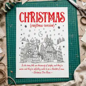 cozy swiftmas christmas village quote art for festive shirts and decor christmas village png design printed on a plain product mockup