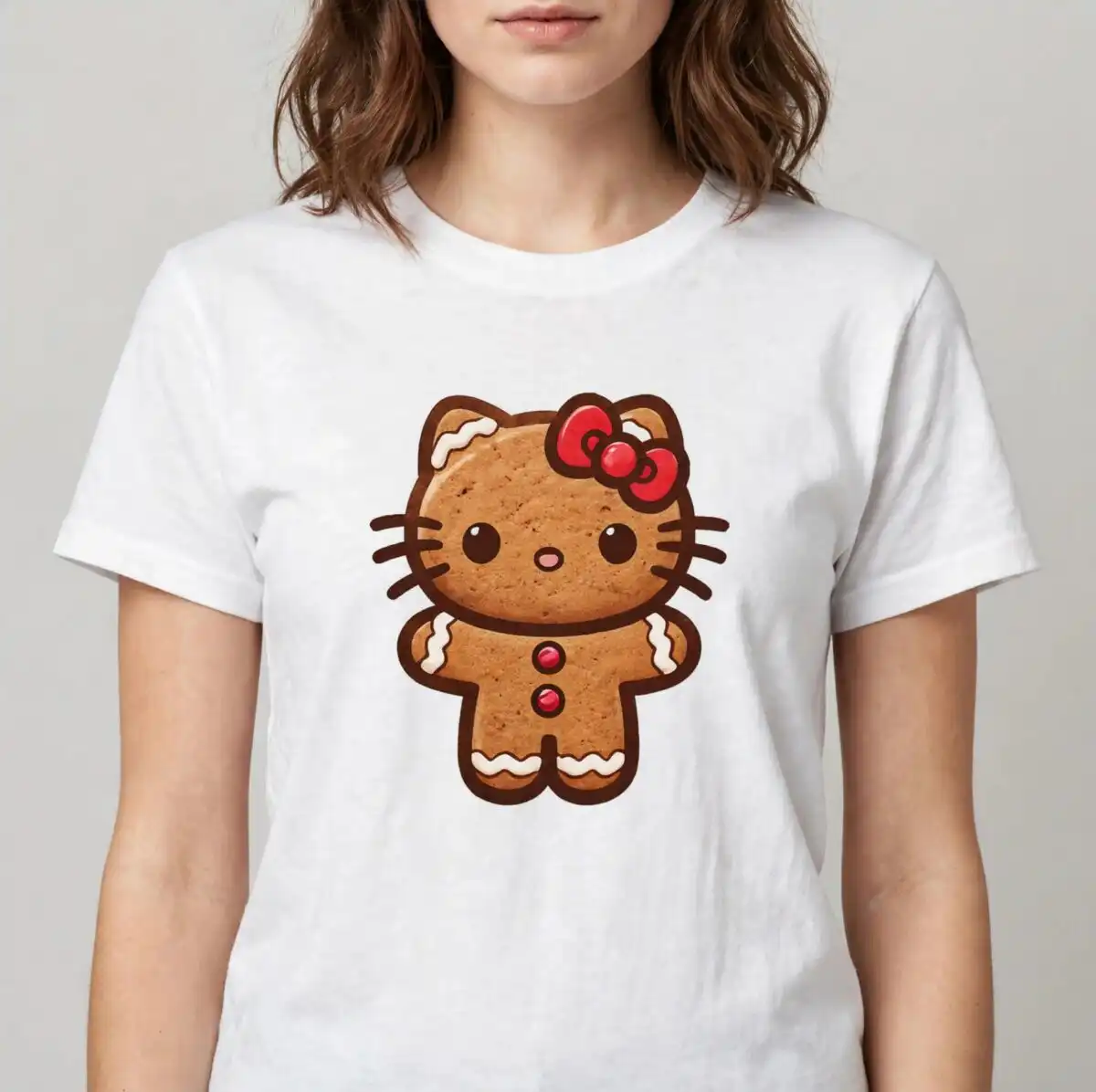 gingerbread hello kitty christmas set - cute cartoon cats png for sublimation gingerbread hello kitty png design printed on a plain product mockup