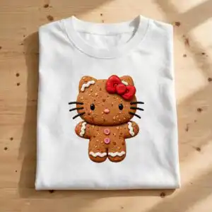 gingerbread hello kitty christmas set - cute cartoon cats png for sublimation gingerbread hello kitty png design printed on a plain product mockup