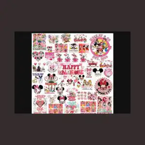 minnie mouse and friends valentine's day png collection for shirts, mugs and tumblers minnie mouse and friends png design printed on a plain product mockup