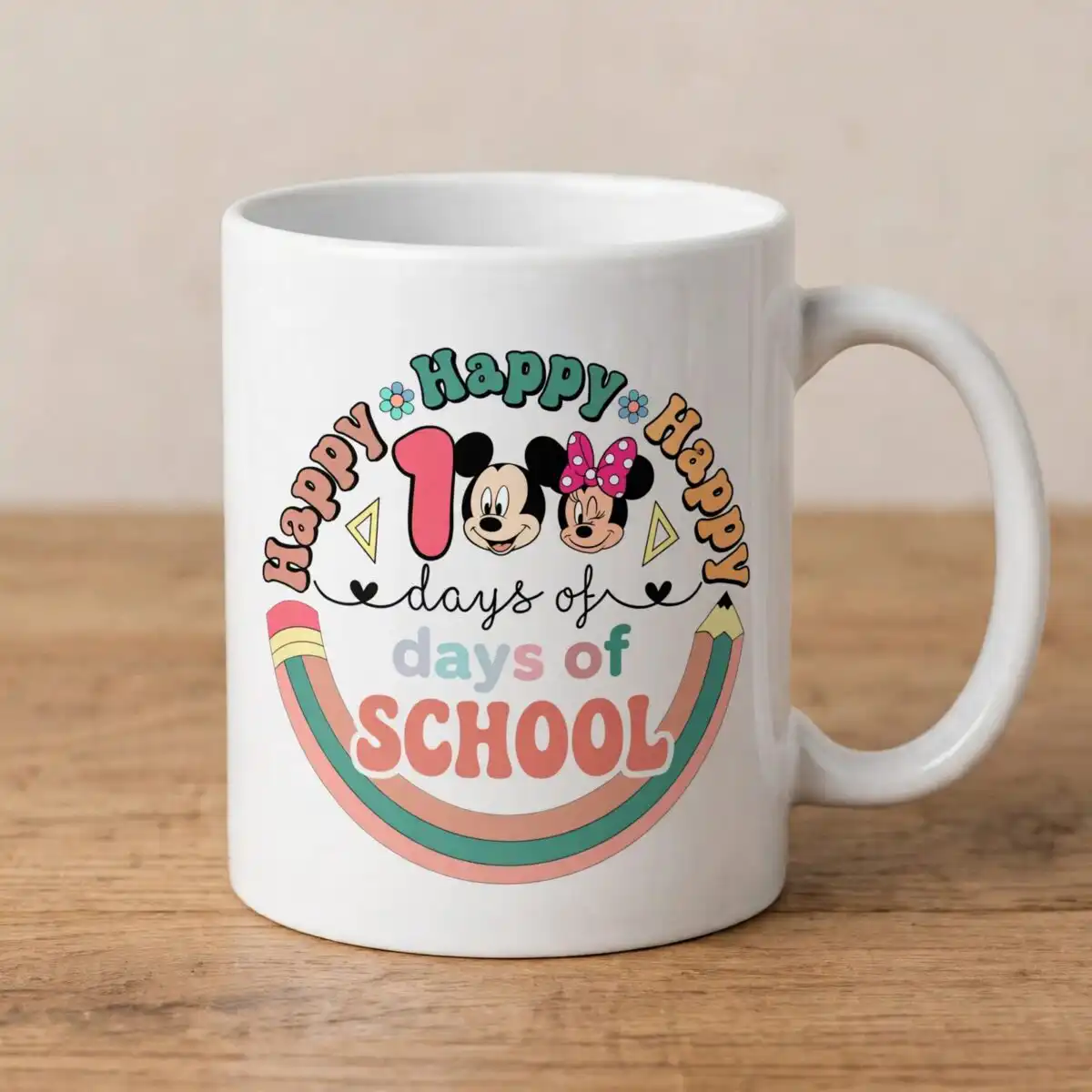 disney day school svg for back to school shirts, mugs and classroom decor disney day school svg design printed on a plain product mockup