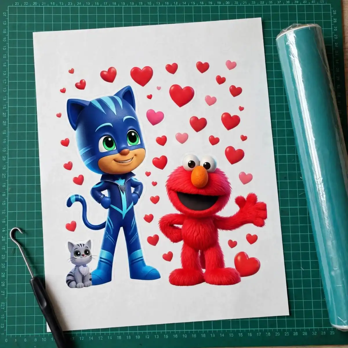 twelve valentine's day themed png cartoon valentine character vignettes for iron-on cartoon valentine png design printed on a plain product mockup
