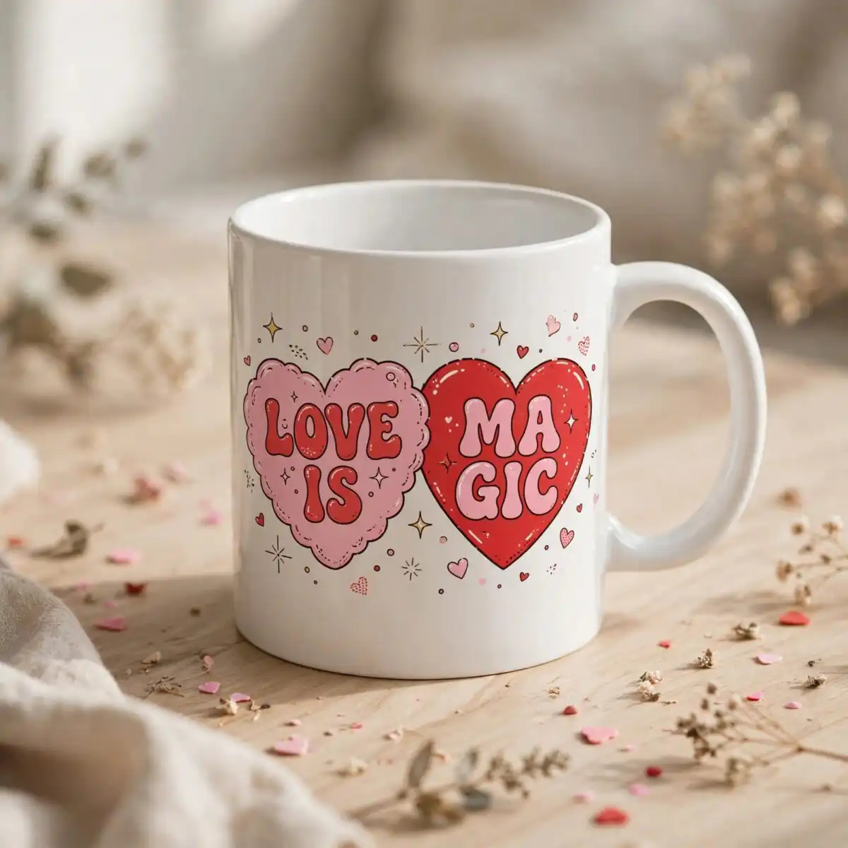love it valentine's day shirt png with black-eared characters and candy hearts love it png design printed on a plain product mockup