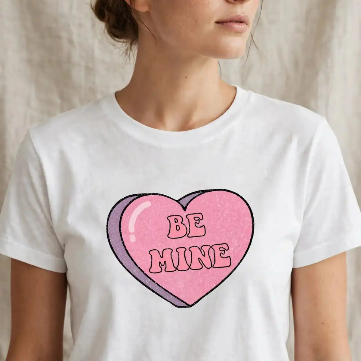 mickey y minnie valentine be mine candy hearts png for shirts, mugs and totes be mine png design printed on a plain product mockup