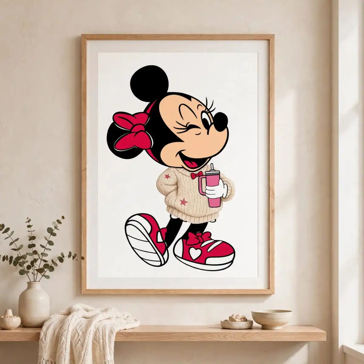 cartoon mouse face png design printed on a plain product mockup
