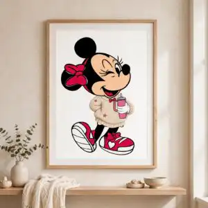 cartoon mouse face png design printed on a plain product mockup