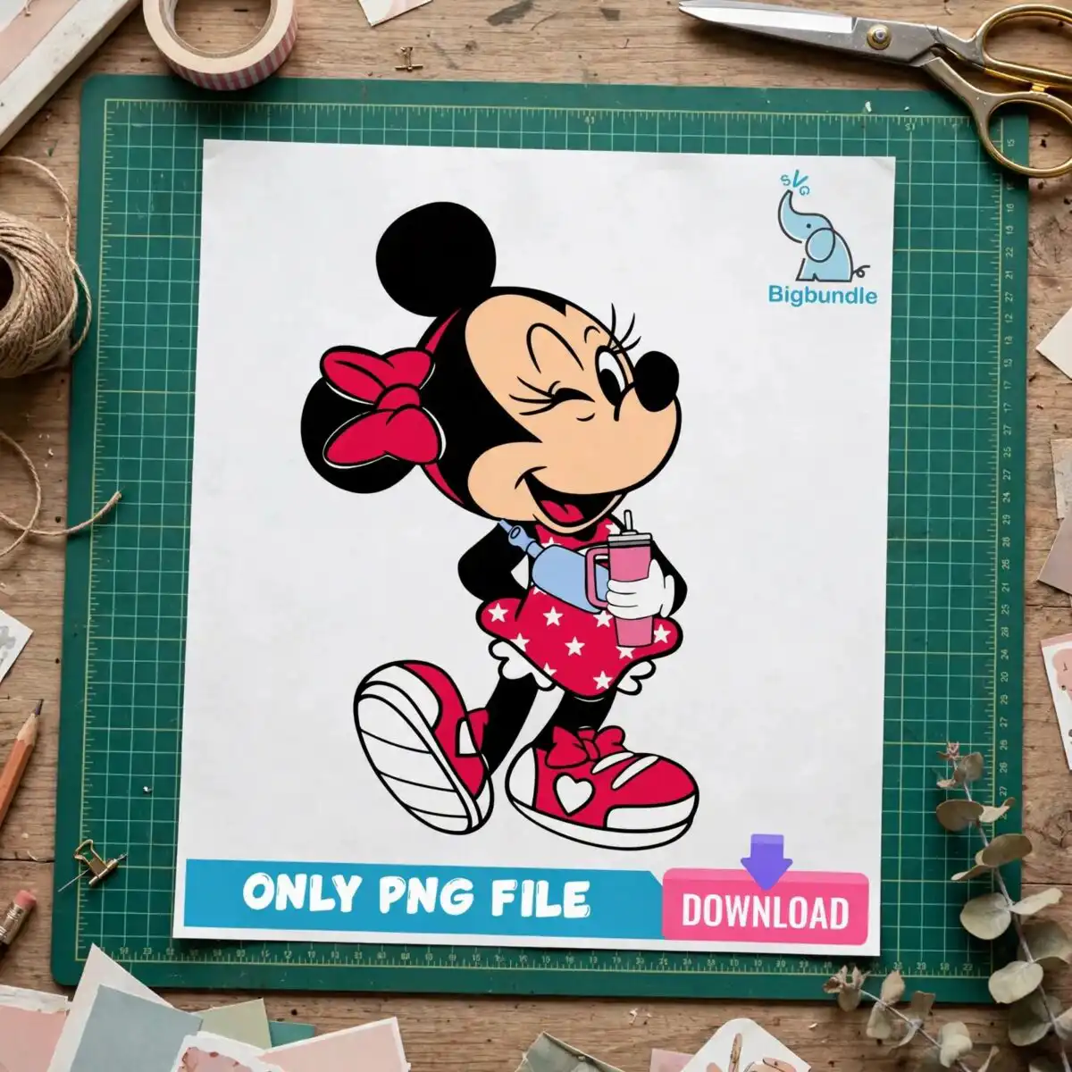 cartoon mouse face png design printed on a plain product mockup