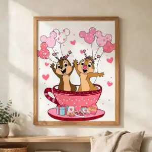 chip dale valentine's day teacup cheer design for shirts, mugs and totes chip dale png design printed on a plain product mockup