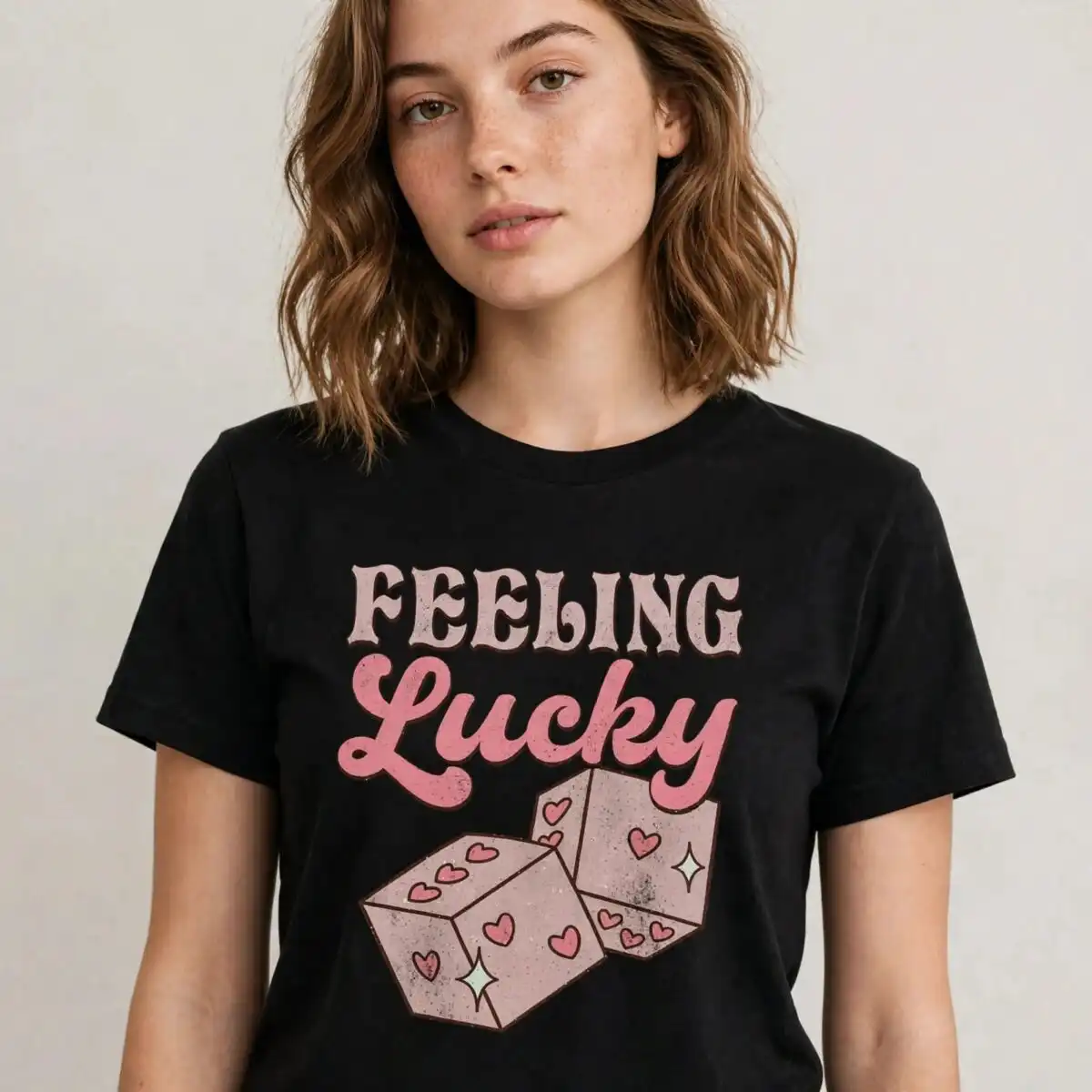 vlt23122393 feeling lucky retro dice hearts sublimation png art vlt23122393 feeling lucky png design printed on a plain product mockup