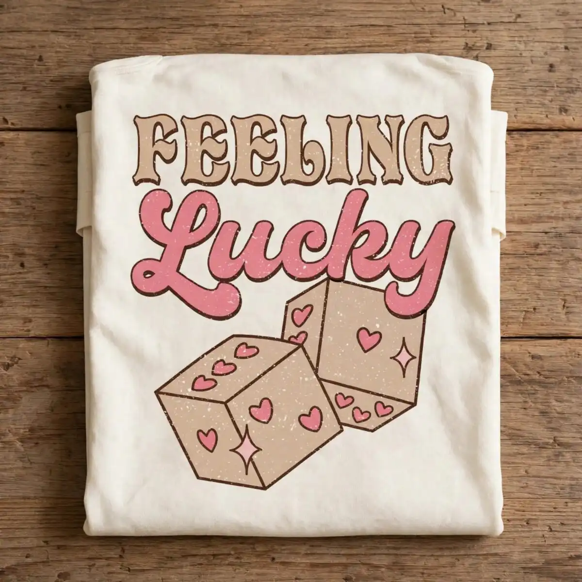 vlt23122393 feeling lucky retro dice hearts sublimation png art vlt23122393 feeling lucky png design printed on a plain product mockup