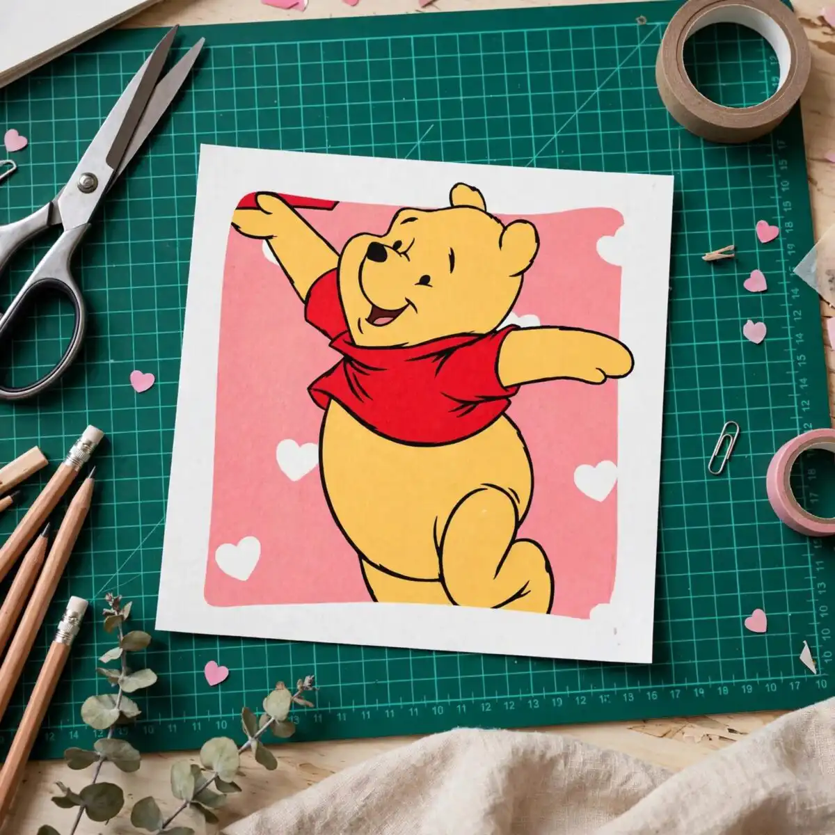 pooh bear png images design printed on a plain product mockup
