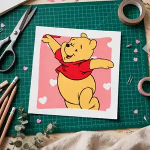 pooh bear png images design printed on a plain product mockup