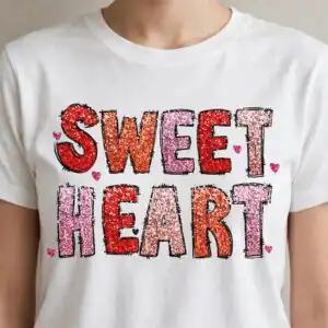 glittery sweet heart lettering valentine's day png sublimation design for shirts, mugs sweet heart lettering glittery png design printed on a plain product mockup