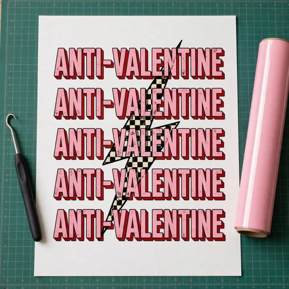 repeated anti valentine lettering png design printed on a plain product mockup