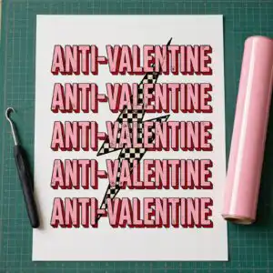 repeated anti valentine lettering png design printed on a plain product mockup