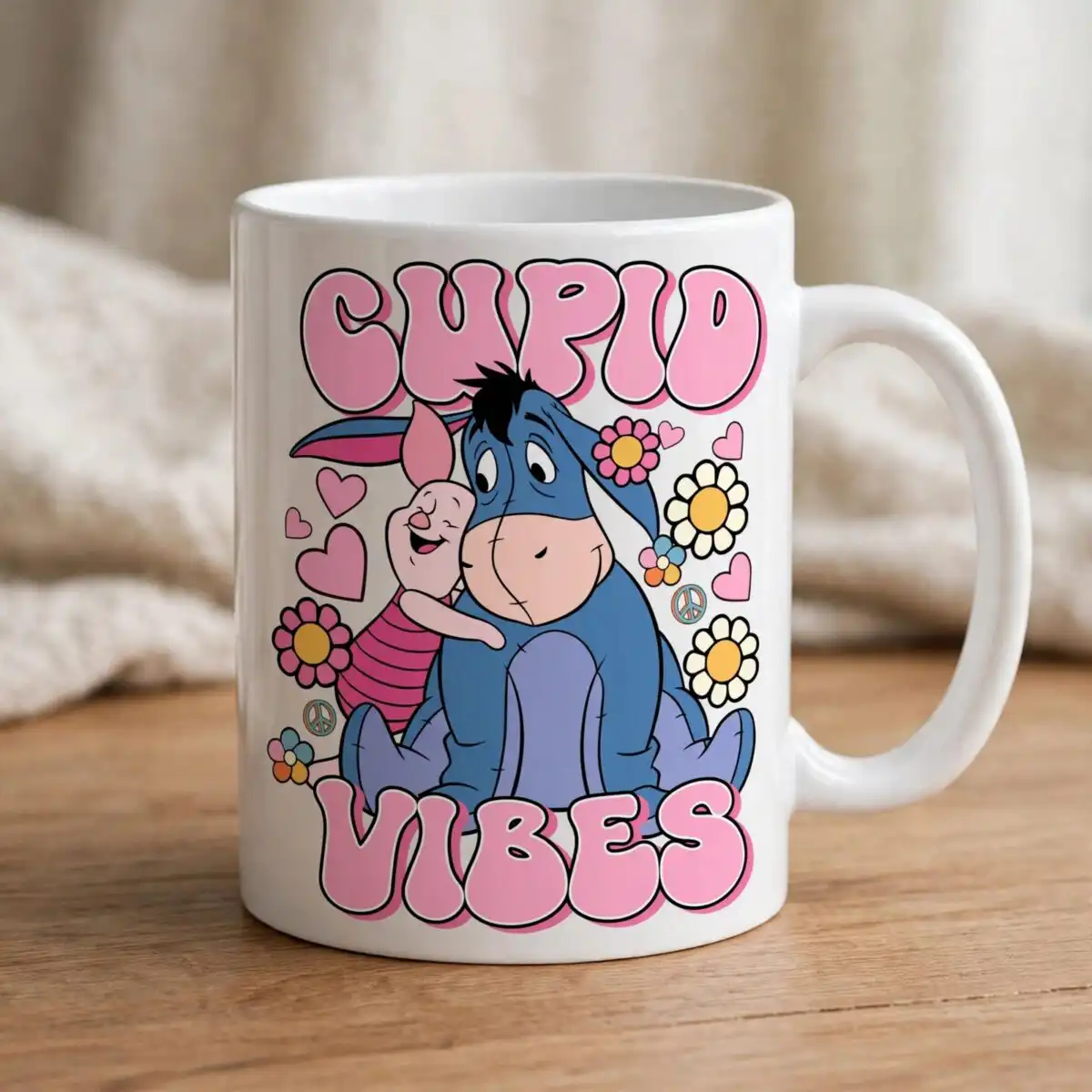 cupid png vector eeyore and piglet valentine's day sublimation shirt design cupid png vector design printed on a plain product mockup