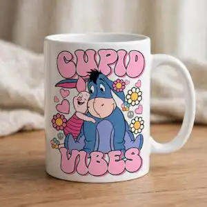 cupid png vector eeyore and piglet valentine's day sublimation shirt design cupid png vector design printed on a plain product mockup