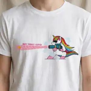 not today cupid unicorn valentine's day shirt design, sublimation png for mugs and totes not today cupid unicorn png design printed on a plain product mockup