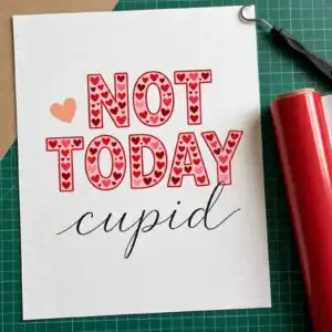 not today cupid valentine shirt design – red, pink and leopard print quote for not today cupid valentine png design printed on a plain product mockup