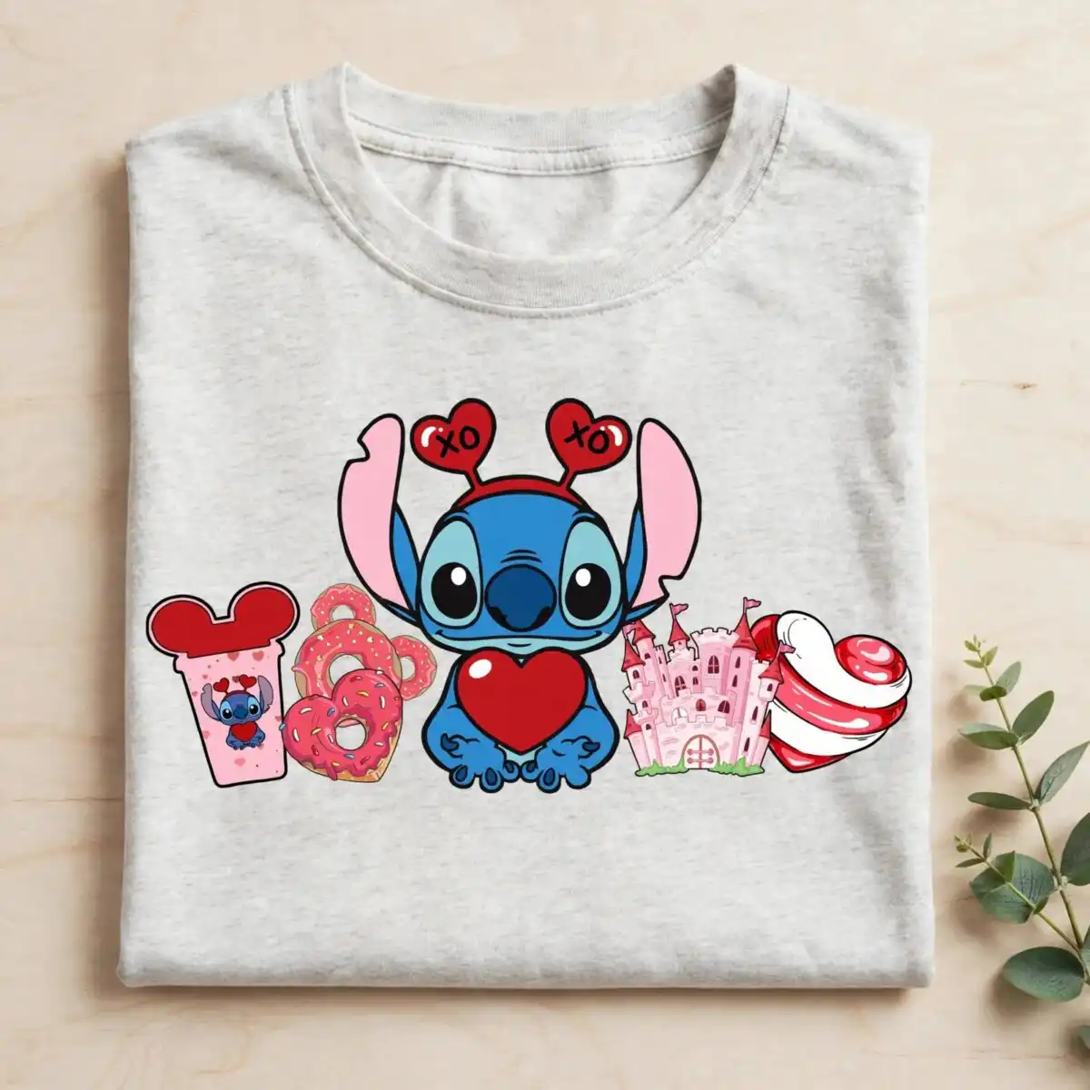 stitch valentine xoxo sublimation design for shirts, tumblers and stickers stitch valentine xoxo png sublimation design printed on a plain product mockup