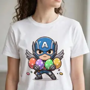 chibi superhero easter cartoon png for sublimation shirts, tumblers and cards chibi superhero easter cartoon png sublimation design printed on a plain product mockup