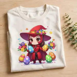 chibi superhero easter cartoon png for sublimation shirts, tumblers and cards chibi superhero easter cartoon png sublimation design printed on a plain product mockup