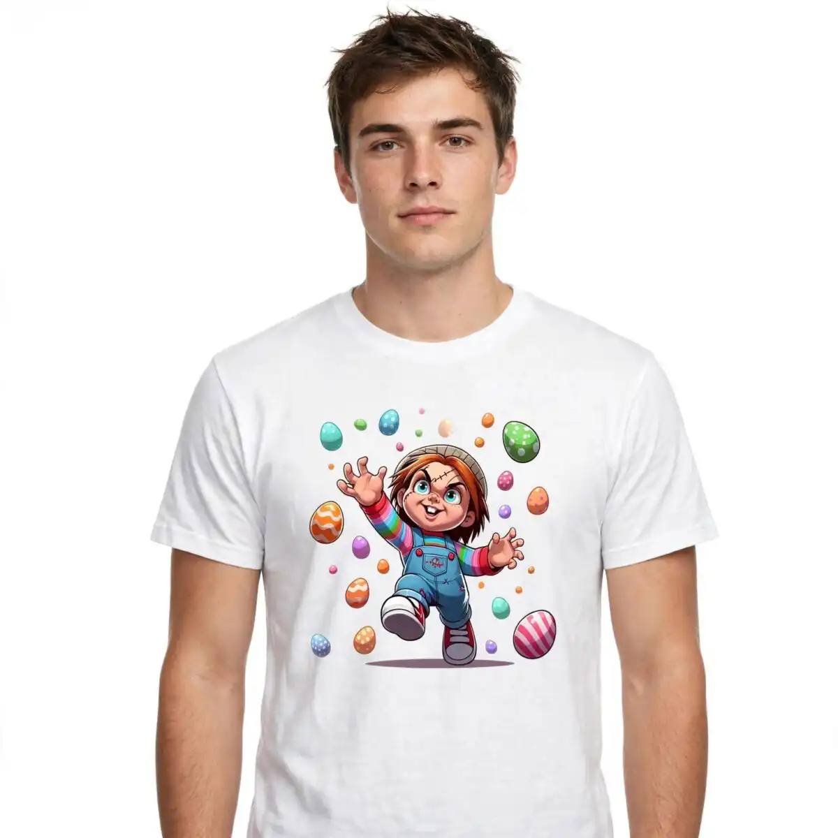 horror easter trending png - 20 chibi figures with easter eggs and baskets horror easter trending png design printed on a plain product mockup