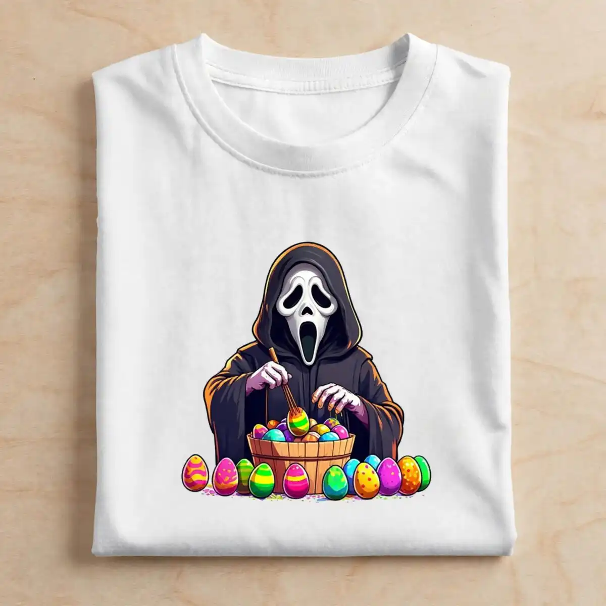 horror easter trending png - 20 chibi figures with easter eggs and baskets horror easter trending png design printed on a plain product mockup