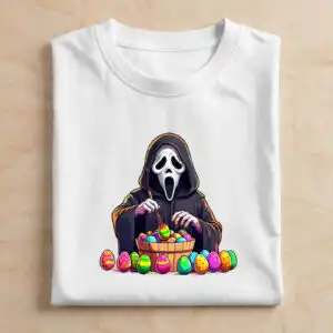 horror easter trending png - 20 chibi figures with easter eggs and baskets horror easter trending png design printed on a plain product mockup