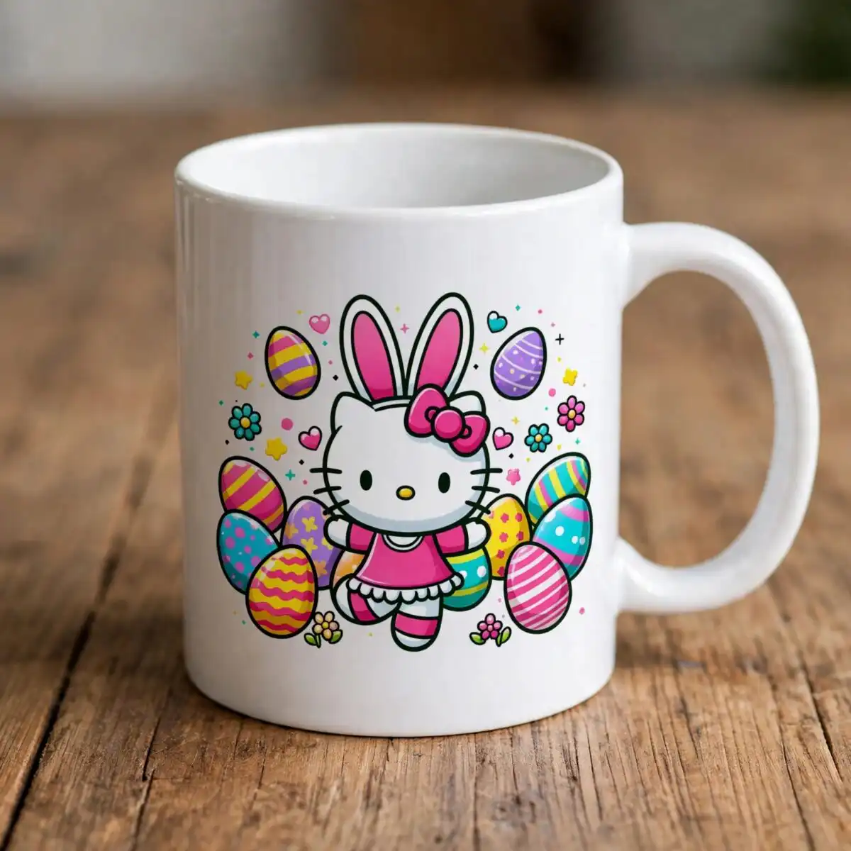 easter rabbit cartoon images png grid of 16 kawaii cat characters with pink bows and bunny rabbit cartoon images png design printed on a plain product mockup
