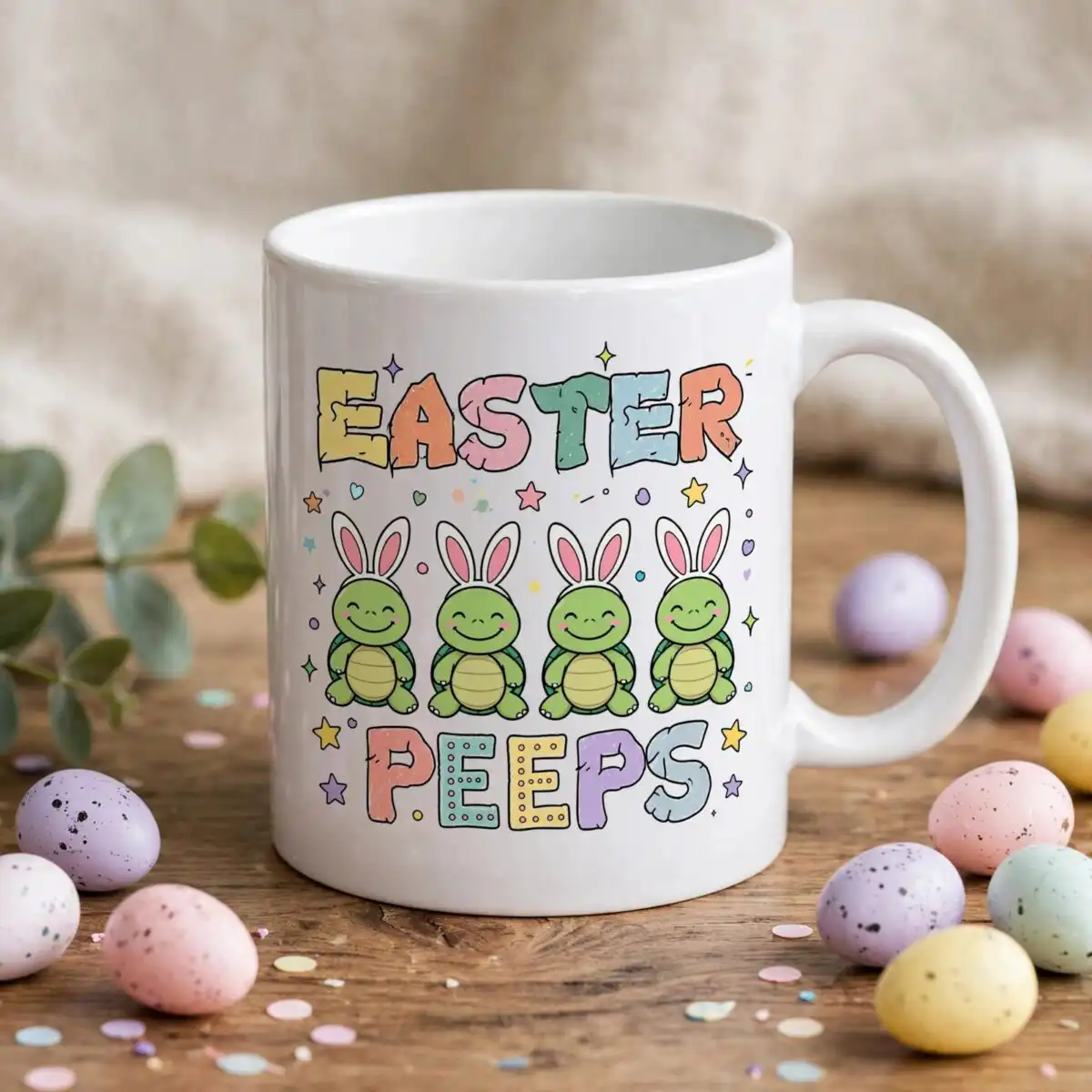 cartoon easter bunny png images for easter shirts, mugs and totes png images for easter design printed on a plain product mockup