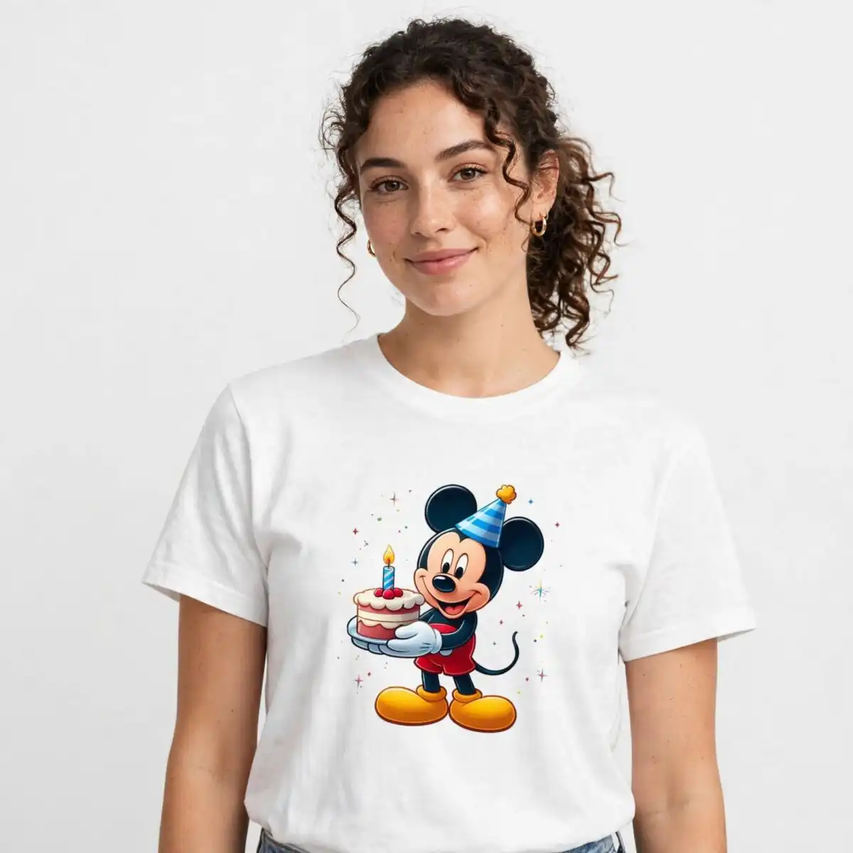 mickey mouse birthday shirt png design printed on a plain product mockup