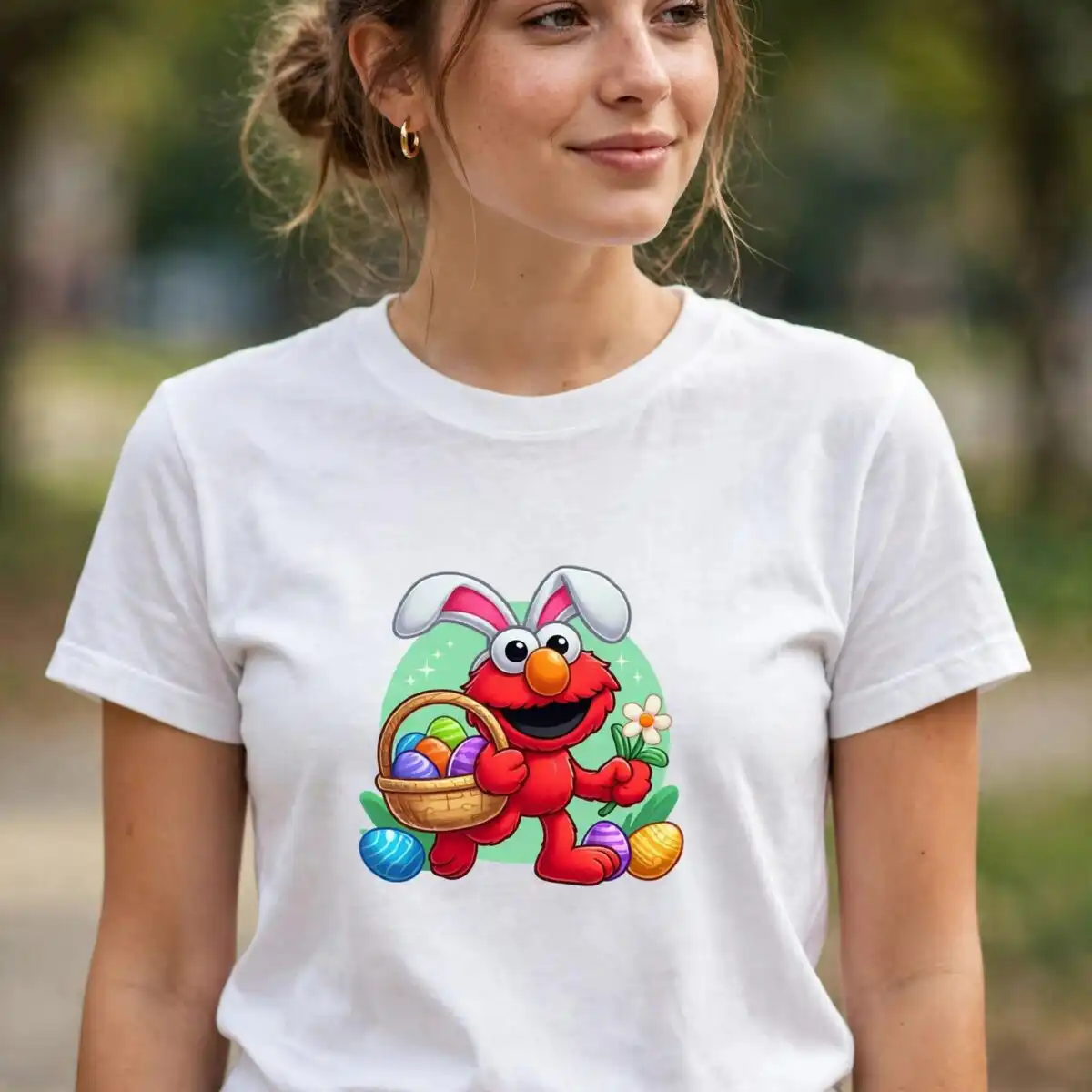 sesame street png characters easter - 20 bunny ear monsters with eggs and baskets sesame street png characters design printed on a plain product mockup