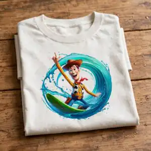 watercolor toy story png design printed on a plain product mockup