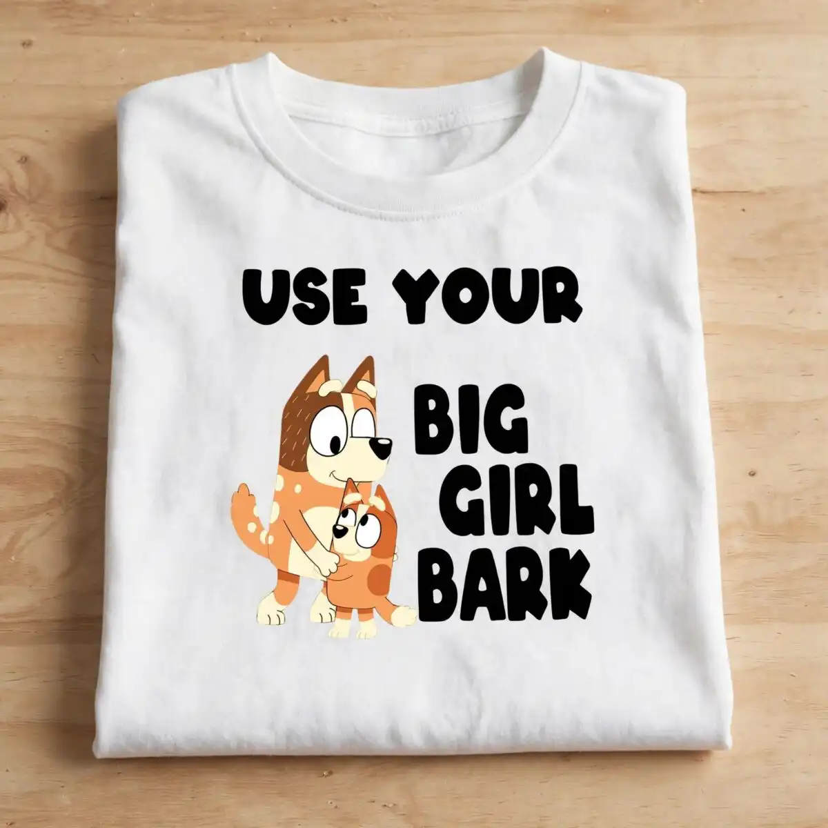 bluey birthday girl svg design printed on a plain product mockup